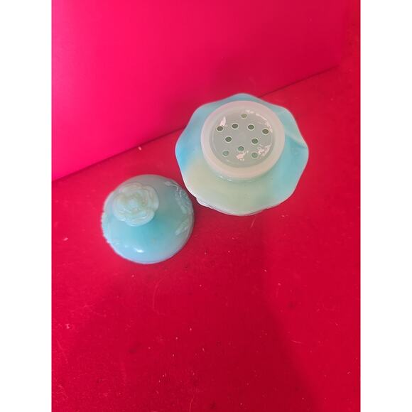 Collectible, Avon blue/ milk glass, bath set, dish/pitcher/ powder container - Picture 3 of 3